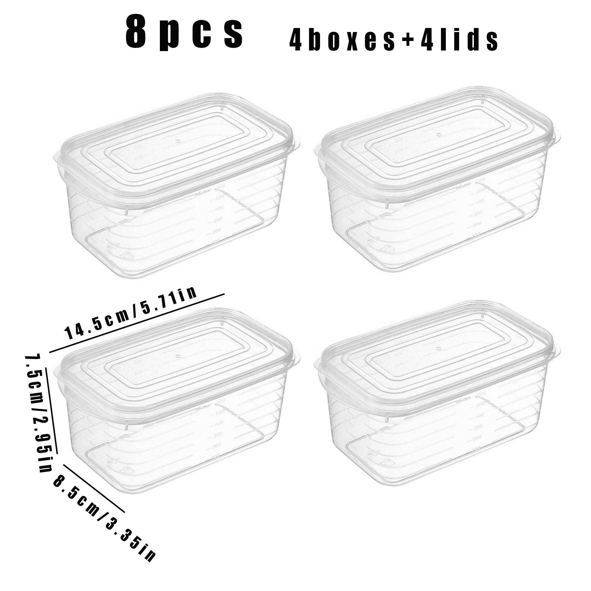 TEMU 8pcs Set: 4 Containers + 4 Lids, 700ml/23.67oz Airtight Food Storage Containers, Large Capacity Fresh-keeping Boxes, Large Capacity Refrigerator