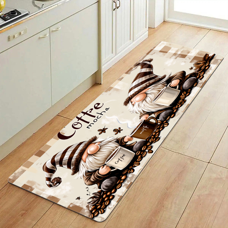 TEMU 1pc Rug, Christmas Gnome Pattern, Durable Polyester Fabric, Non-slip Surface, Indoor And Outdoor Use - Ideal For , Doorways, Bathrooms, Rooms