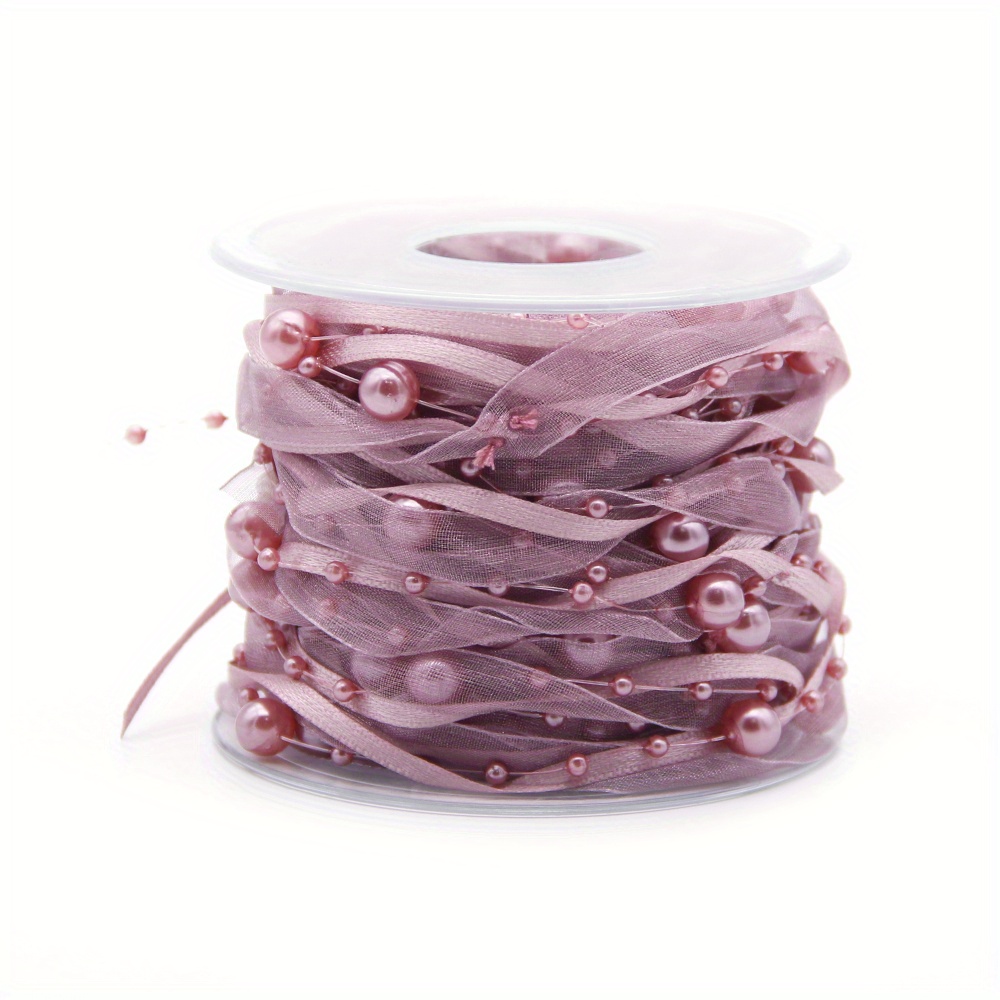TEMU 1 Metro di Nastro con Perline - Nastro Decorativo per Bouquet, Creazioni e Confezioni Regalo - Nastro Artificiale Abbellito, e Resistente per