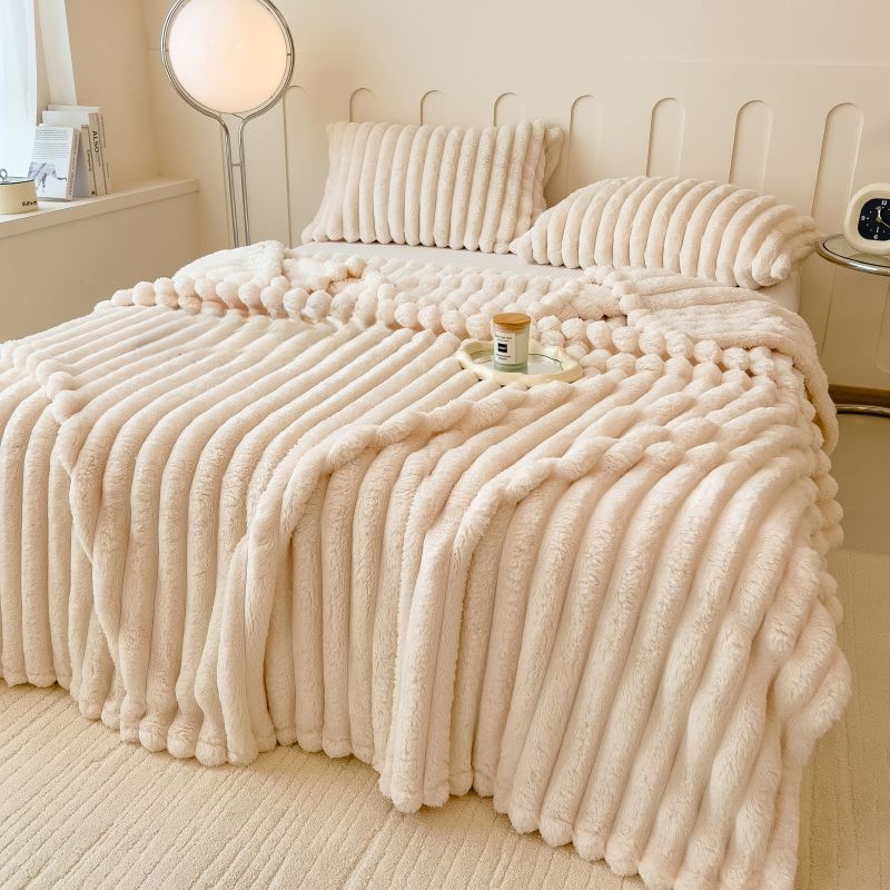 Artikelbild milchhaut-decke in queen-/ ,   für couch, bett – weiche gesteppte tagesdecke aus milchhaut-stoff, warme, flauschige, antistatische, dicke plüsch-überwurfdecke, tagesdecke für queen-/king-betten, maschinenwaschbar,   für schlafzimmer, wohnzimmer, wohnheim, büro