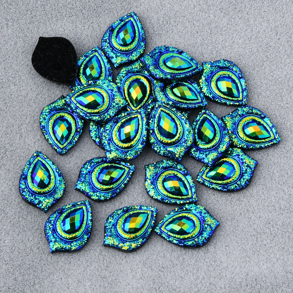 TEMU 26 piezas de cuentas cabujón AB azul con ojos de arena tipo pluma, adecuadas para decoración de fundas de teléfono, scrapbooking, fabricación de