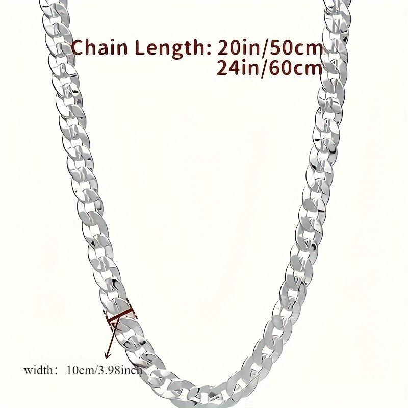 

1 Piece Of S925 Sterling Silver Flat Chain Necklace - , Hypoallergenic, Nickel Free, Suitable For Men And Women To Wear - Parties, Gifts, Or Accessories