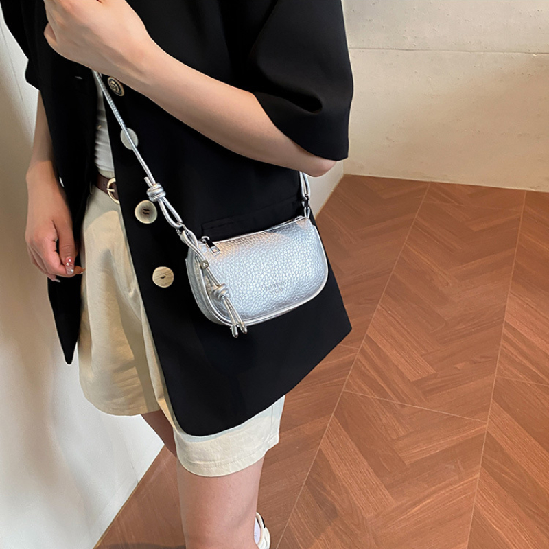 TEMU Trendy Women's Fashion Mini Crossbody Bag, Lychee Texture Soft Surface Dumpling Bag, Simple Woven Rope Shoulder Bag, Versatile Spring/summer