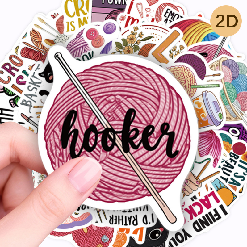 TEMU 50 autocollants tricotés au crochet, adaptés pour ordinateurs portables, tablettes, journaux intimes, agendas et cadeaux de fêtes