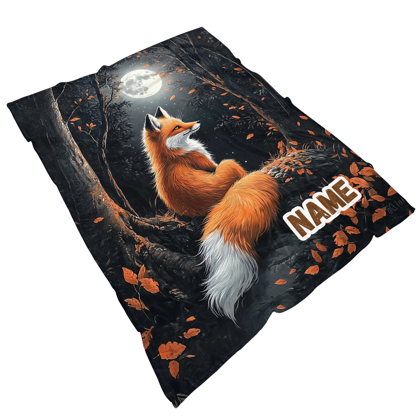 TEMU Couverture en Flanelle à Motif de Renard Personnalisée - Douce, Légère & Durable pour Canapé, Lit, Voyage & Bureau - Option de Nom Personnalisé,