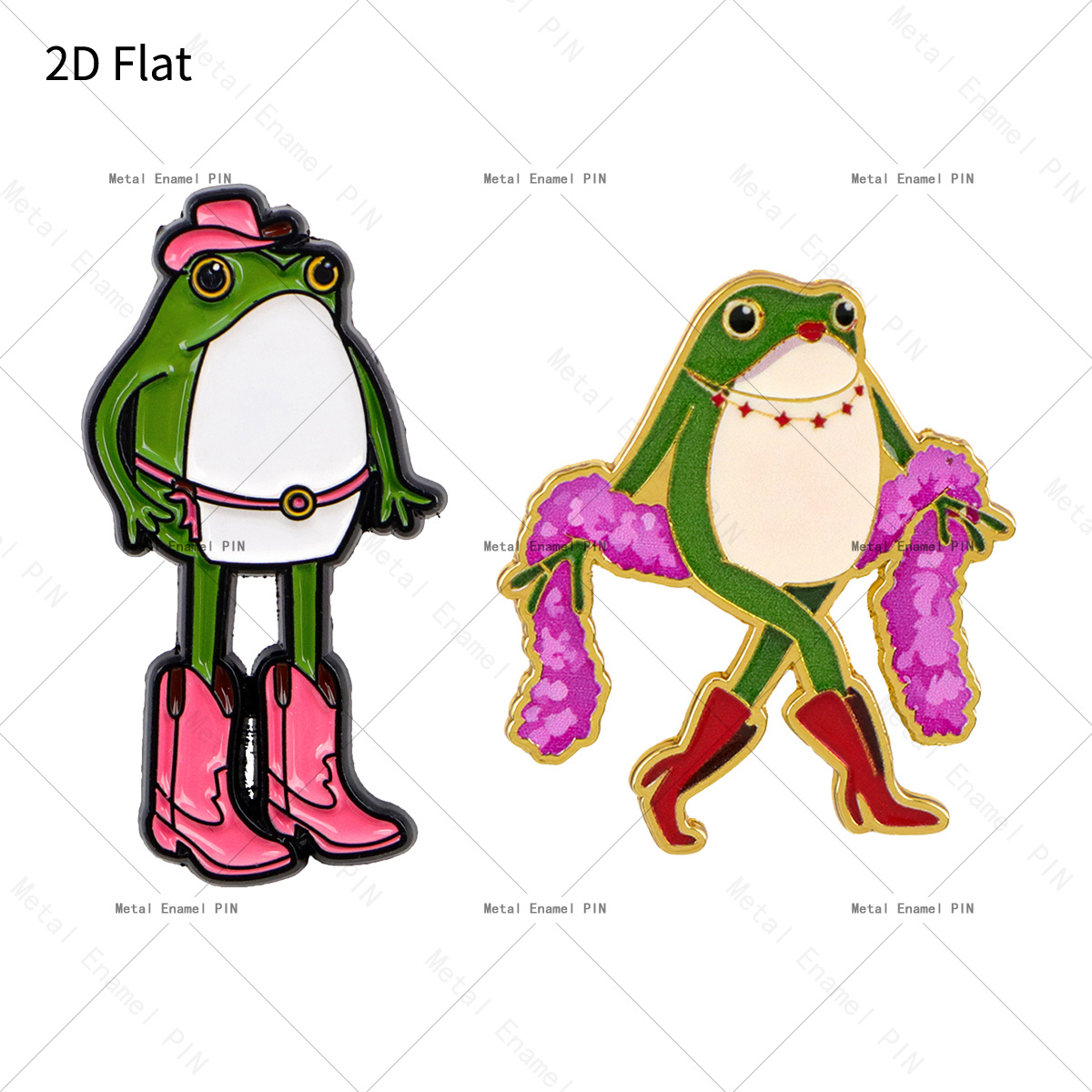 TEMU Plat 2D, Plat 2D Lot de 2 Épingles de Revers Grenouille Mignonne et Amusante Épingles et Broches en Émail Badges pour Sacs à Dos Sacs Décoration