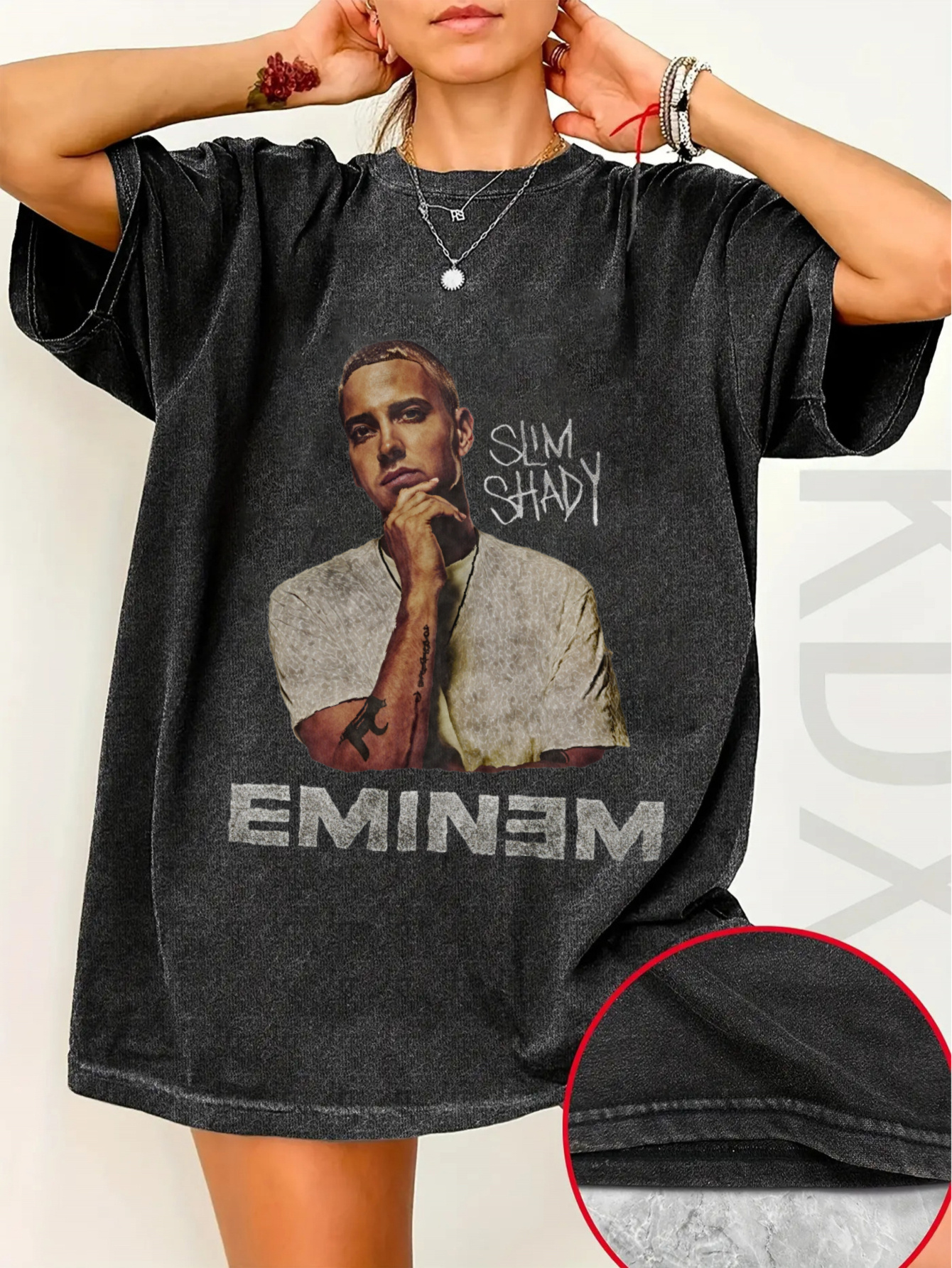 grafik t-shirt für damen & herren -  -fit hip-hop tee mit   schriftzug & portrait, oversized unisex shirt für konzerte, freizeitkleidung (schwarz), casual outfits