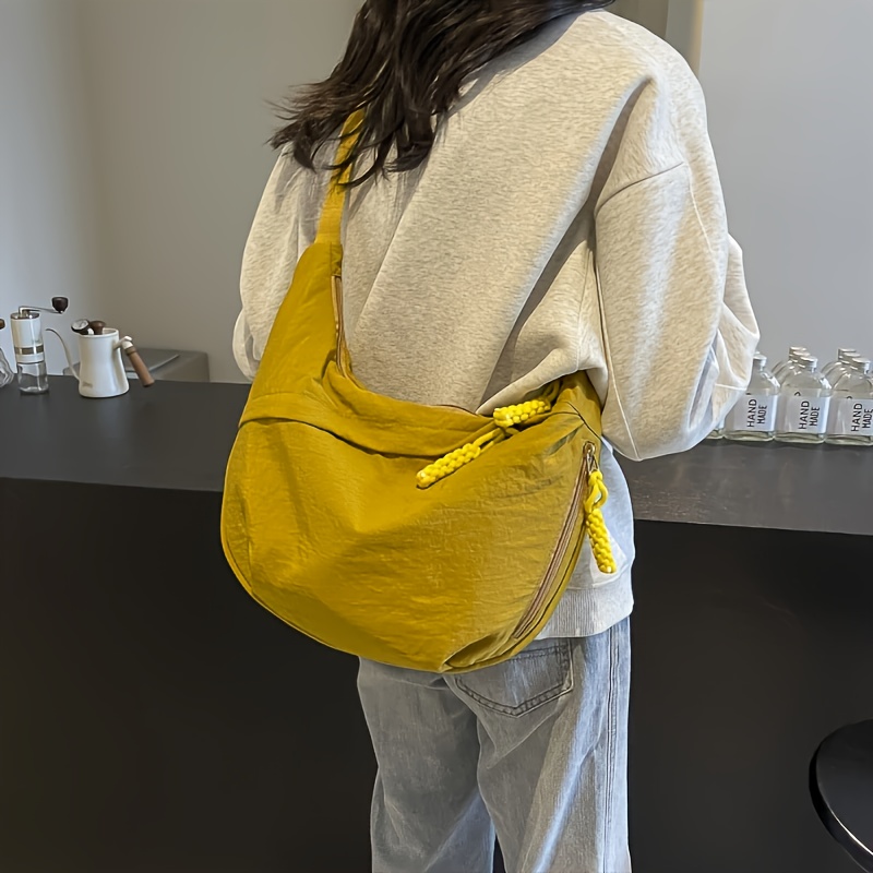 Large Capacity Lightweight Nylon Crossbody Bag With Adjustable Shoulder Strap And Multi-zipper Compartment Design, Suitable For Daily Commuting And Shopping Use, In 6 Colors