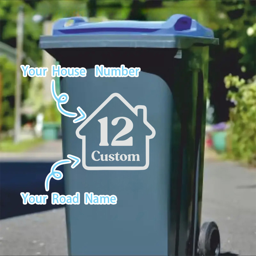 

Wheelie Bin Sticker - Personalized Number & Street Name, Waterproof & For Outdoor Use, -and-stick Application On Multiple