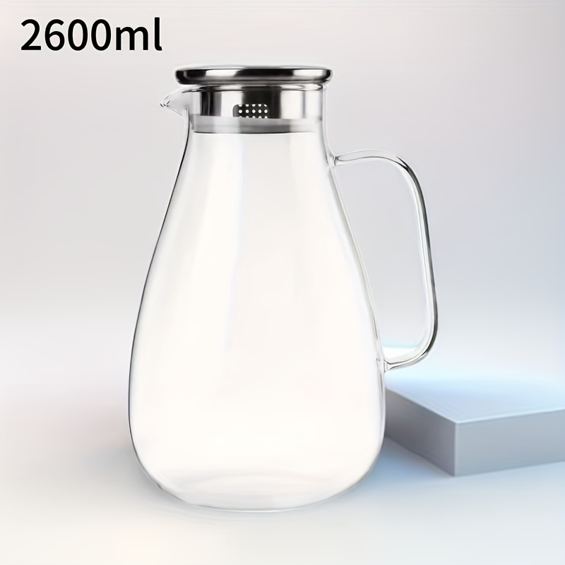 2.6l/88oz Glass Water Bottle With Lid & Wide Handle - Resistant, Easy-clean Large Capacity Beverage Container For Cold/hot Drinks, Iced Tea, Refrigerator Storage