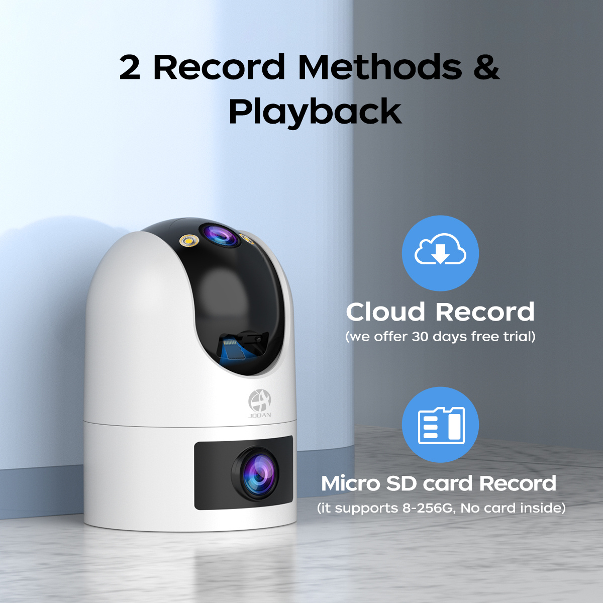 Jooan Cam720 App Dual Lens Wifi Security Camera, Dual Screen 2.4g/5g Dual Band, Ipx6, Pir Human Detection, Night Vision, Audio, Light Alarm, Ap Offline Hotspot, Sd Cloud Storage For Home & Store
