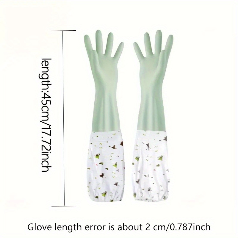 3 Pair Long Cuff Floral Dishwashing Gloves - Latex Rubber, Elbow Length, Assorted Patterns