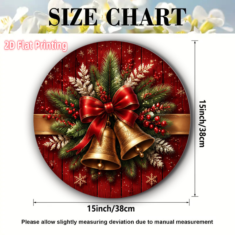 TEMU 2d Flat 4pcs 15x15 Inch Exquisite Placemats Christmas Bells Pine Berries Ribbon Snowflake Red Golden Theme Design - Anti-slip, Heat-resistant,