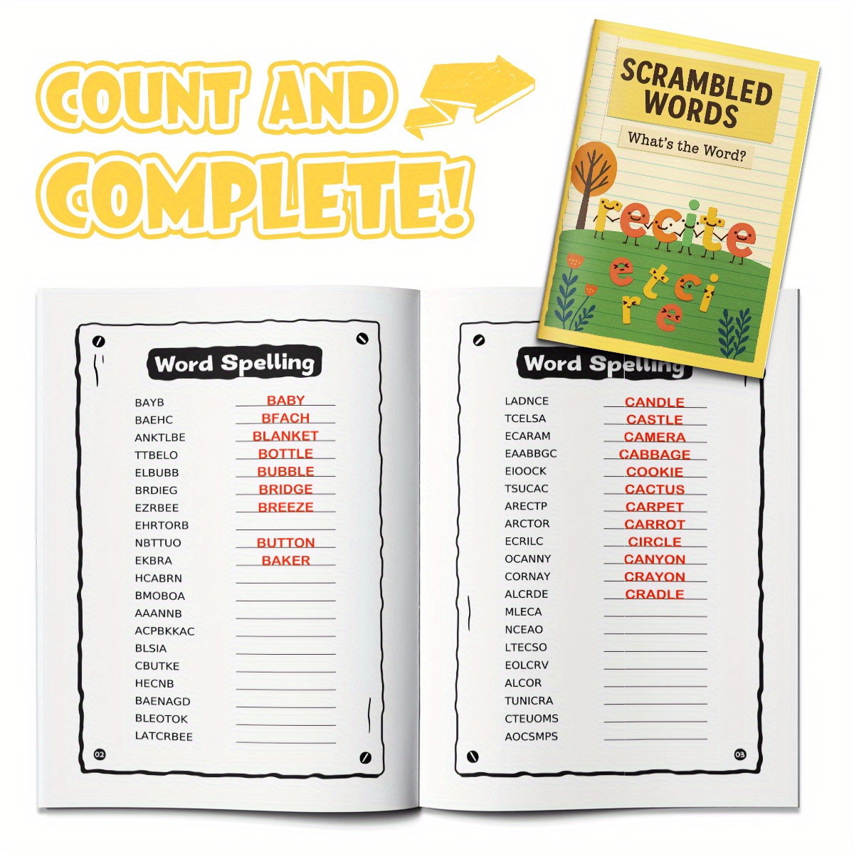 Scrambled Words Activity Book for Kids | Fun Spelling & Vocabulary Games | Educational Language Learning Workbook