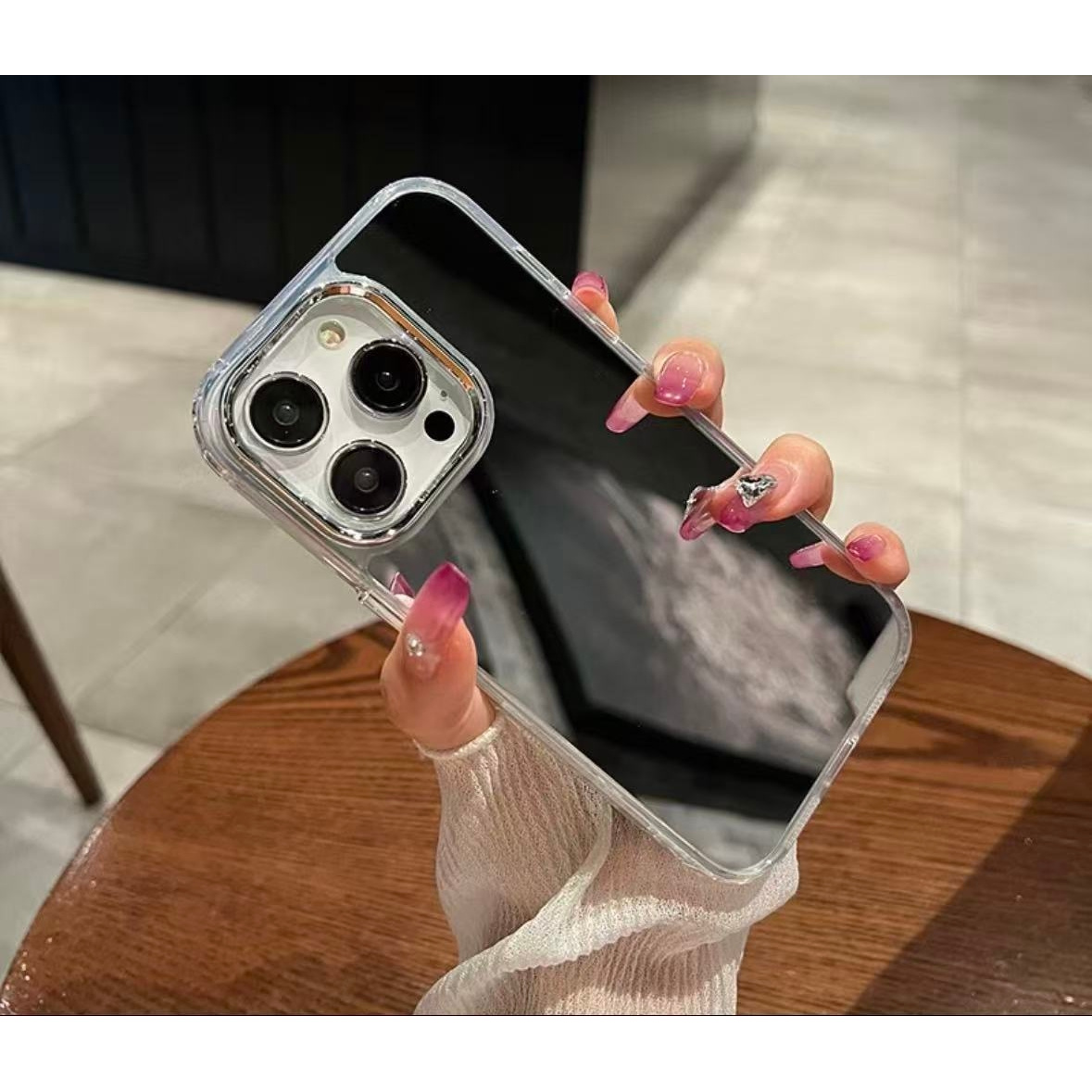 TEMU Чохол для телефону - Підходить для Iphone 17 Pro, чохол з дзеркалом для макіяжу, персоналізований сріблястий чохол для 16 Pro Max, нова модель