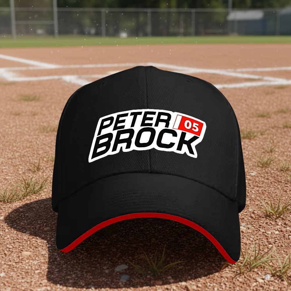 TEMU 2026 New Products 1pc Peter 05 Logo Lightweight Breathable Baseball With Logo And Geometric Print, White And Black Visor, Suitable For Outdoor