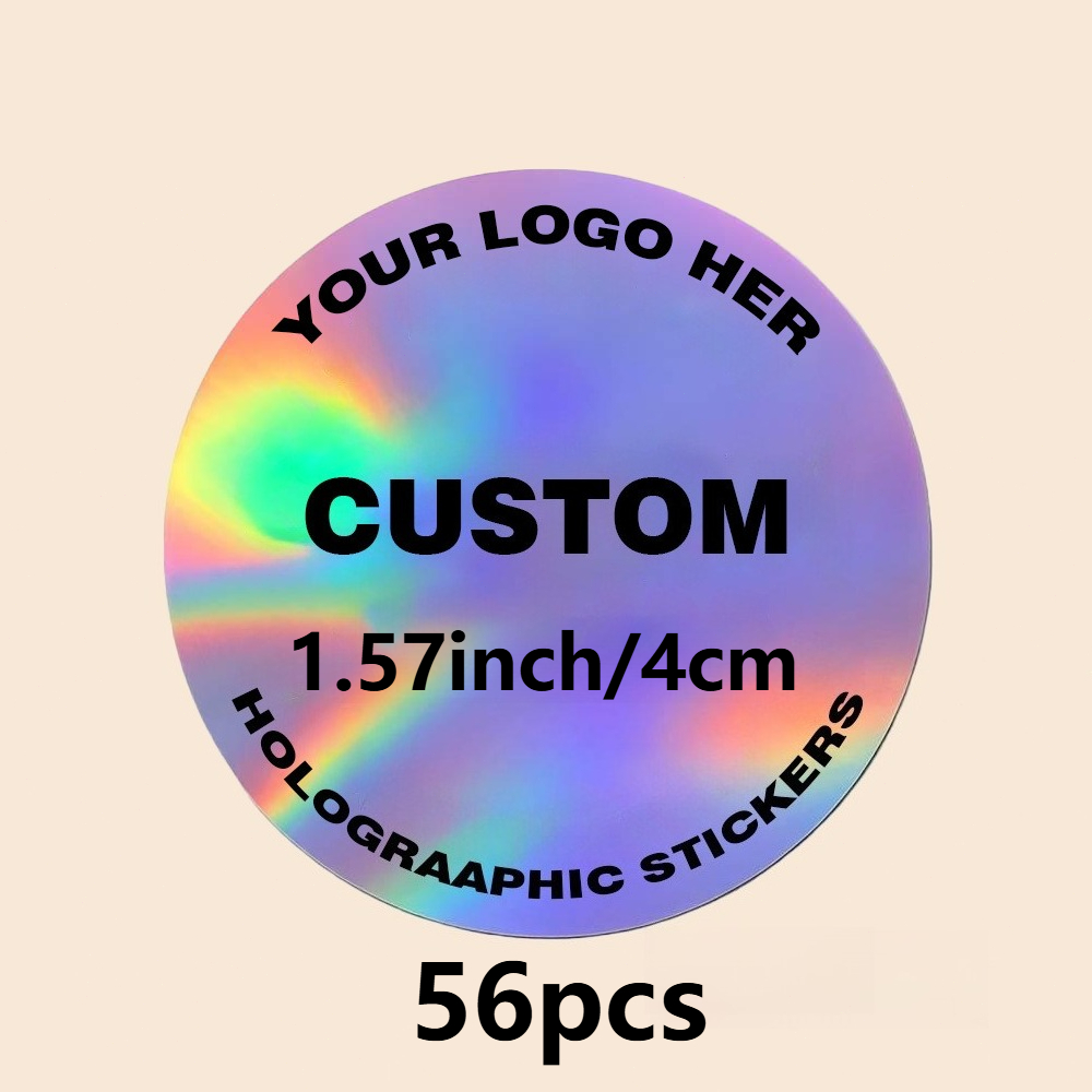 TEMU Custom Holographic Label Stickers, 1.18/1.57/1.97/2.36/2.76/3.15 Inch, Personalized Printed Holographic Waterproof Round Stickers, Suitable For
