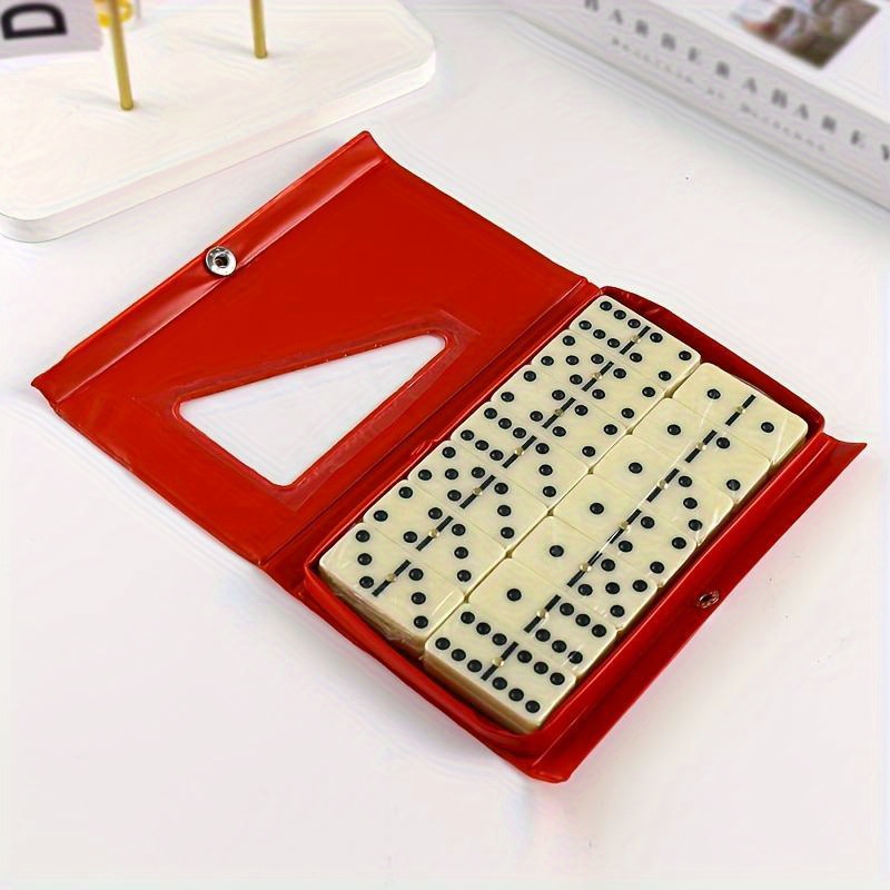 28pcs Plastic Domino Set, Classic Flip Chess Game - Interactive Play, Gatherings, Parties, Home Fun - For Teens & Adults 14+ -  With Storage Box - Perfect Gift for Family & Friends