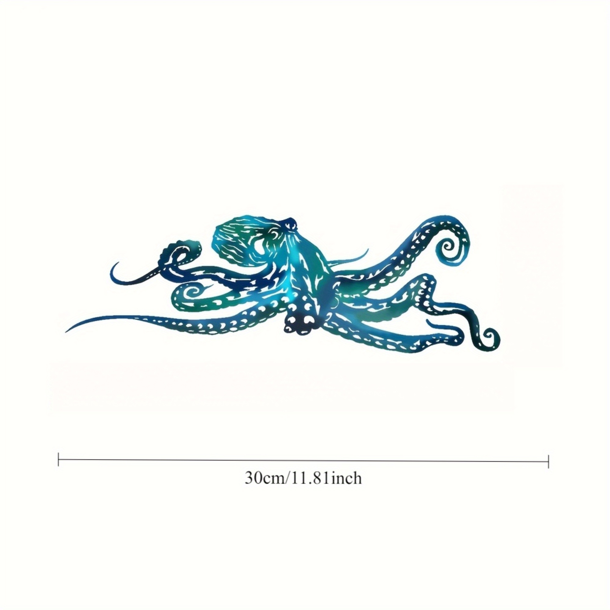 TEMU 1pc Modern Metal Octopus Wall Art - Tropical Ocean Decor With In Blue & Teal, Durable Iron Decoration For Living Room, Patio, Beach House -