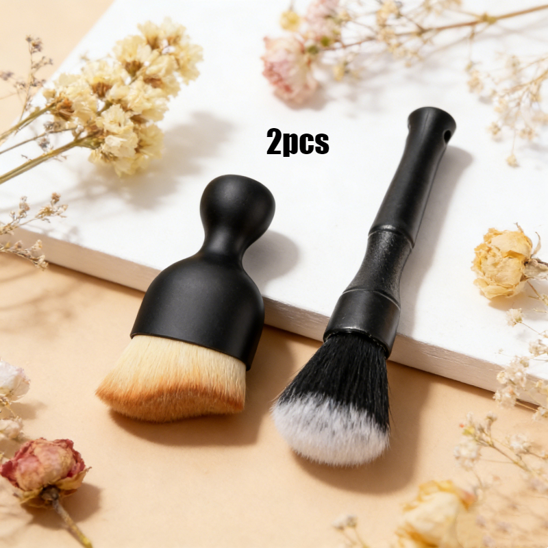 Image of Soft-bristle Cleaning Brush Tool Set Designed For Car , Featuring A Sturdy Plastic Handle And Bristles, Ideal For Seats, Center Consoles, And Air Vents; The Perfect Tool For Dust Removal On Car