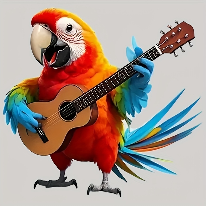 TEMU 6inch Playing Guitar Parrot Vinyl Decal, Car Sticker For Laptop, Bottle, Truck, Phone, Motorcycle, Window, Wall, Cup Decals, Bottle Sticker,