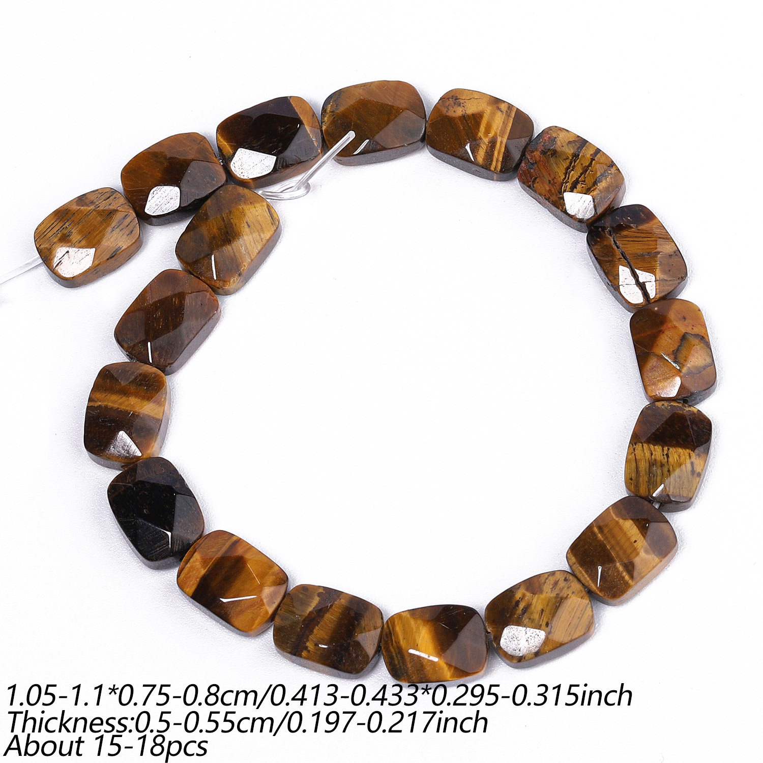 TEMU 8x11mm Natural Stone Eye Rectangular Loose Beads, Used For Jewelry Making Elegant Necklaces, Bracelets, Pendant Additions, Women's Gifts