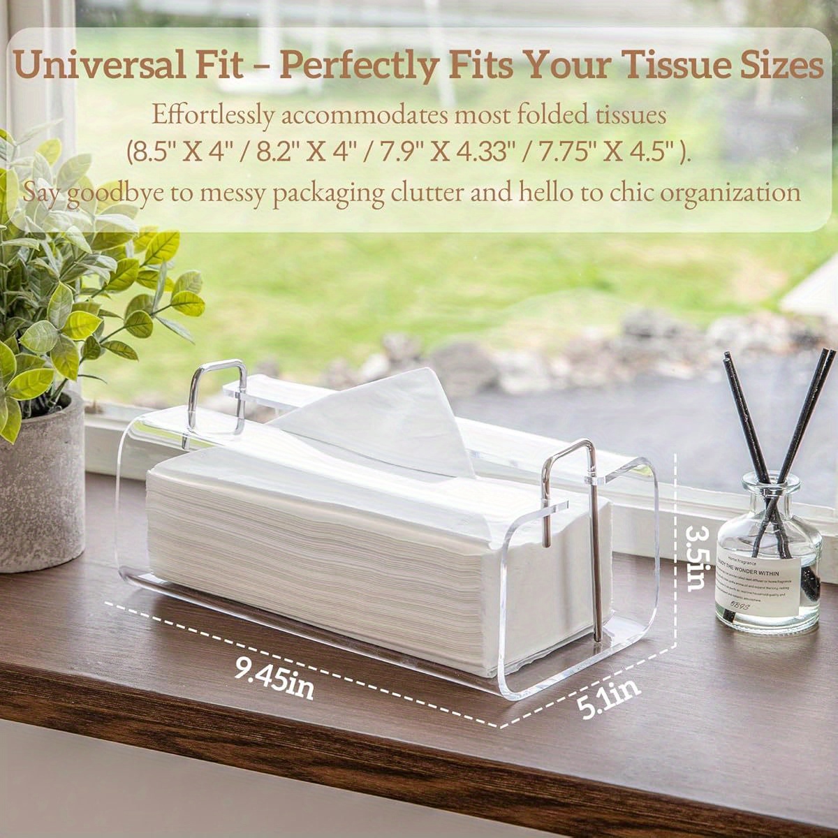 acrylic tissue box holder rectangle acrylic tissue holder with 2025 curved design silvery   9 5 x4 75   tissue box dispenser for bathroom kitchen office silvery accents Product details 5