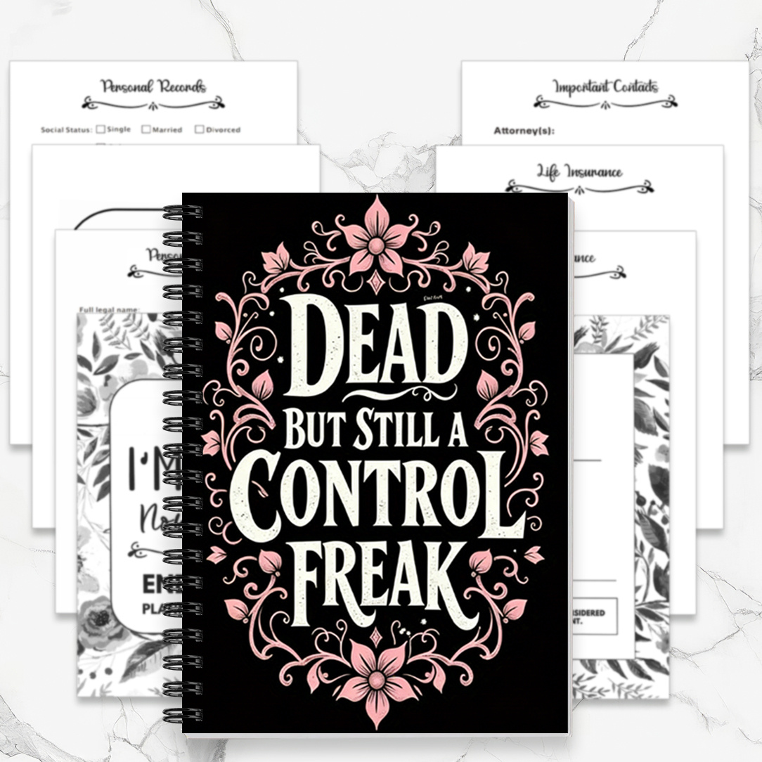 TEMU 1pc Aesthetic End-of- Personal Organizers - Floral And Vintage Text Cover Pattern Spiral Bound, Suitable For Last Wishes Messages, Will