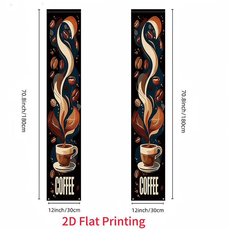 TEMU 2d Flat, 2pcs Set, 2d Flat, Coffee Advertisement Porch Banner Sign, Suitable For Hanging Banner Flags For Restaurant And Shop Decoration,