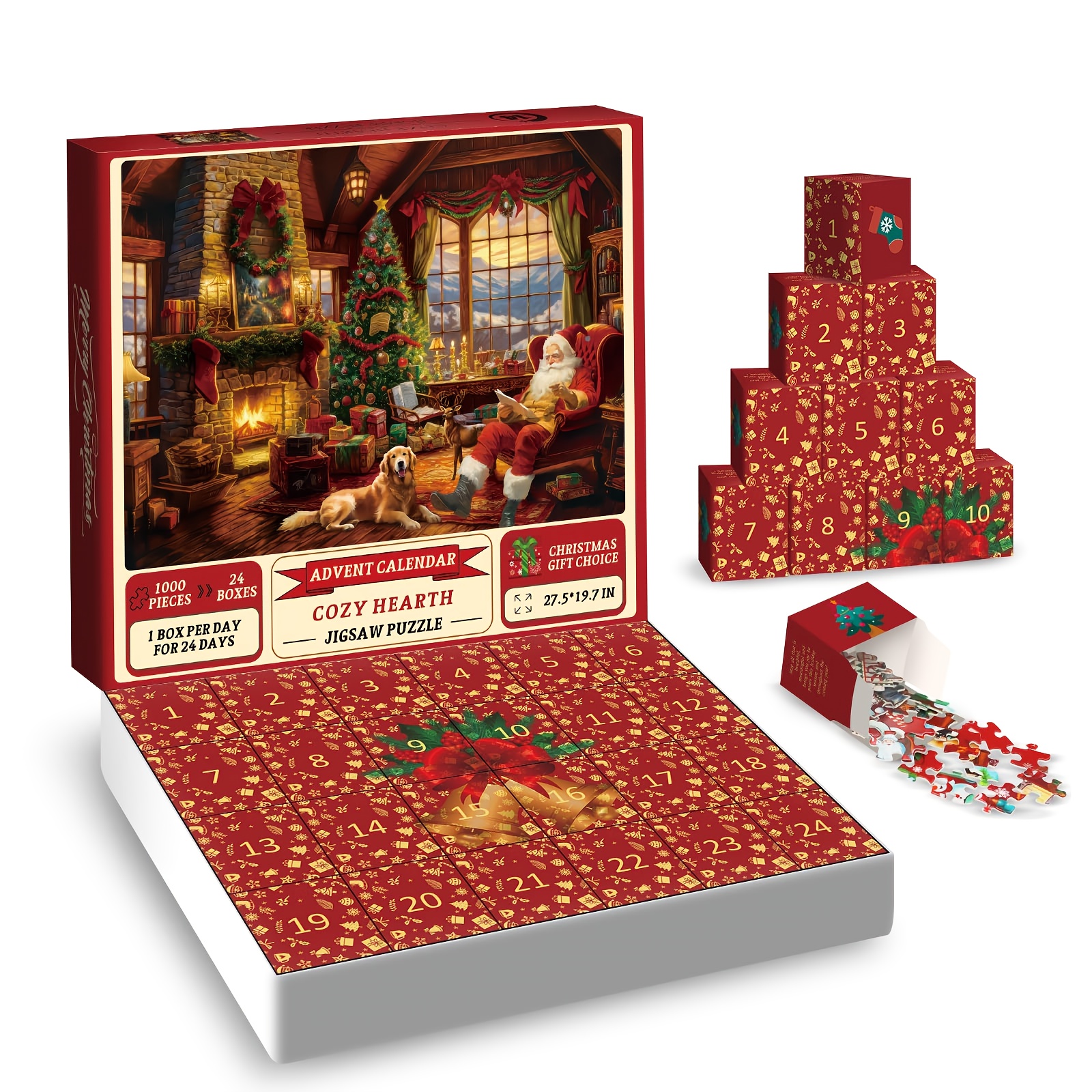 2025 new christmas theme 24 grid countdown   puzzle with 1008pcs for adults educational toys and gifts