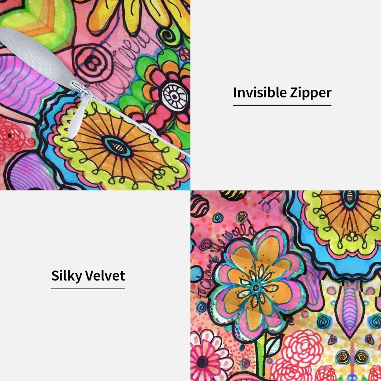 2pcs artistic floral graffiti throw pillow covers double sided printed square pillow covers for sofa bedroom living room car decoration holiday decorations polyester 18 x 18 inches no pillow core Product details 5