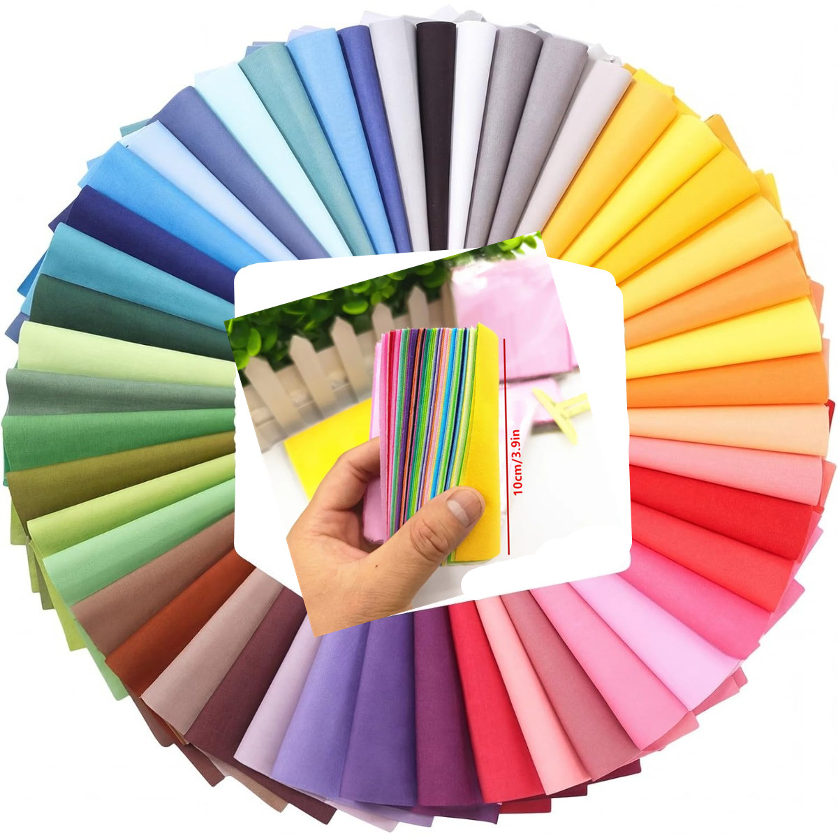 TEMU 200pcs Mini Cotton Fabric Squares 4 X 4 Inches Solid Color Fabric Scraps For Sewing Quilting Craft Supplies, 50 Colors