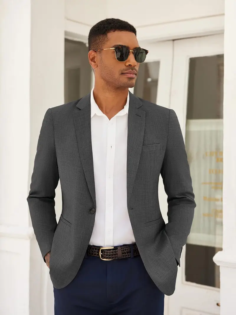 mens casual dress coat Mens Taupe Brown Soft Jersey Blazer Smart Jacket its flattering on every guy Coat Mens Light Grey Slim