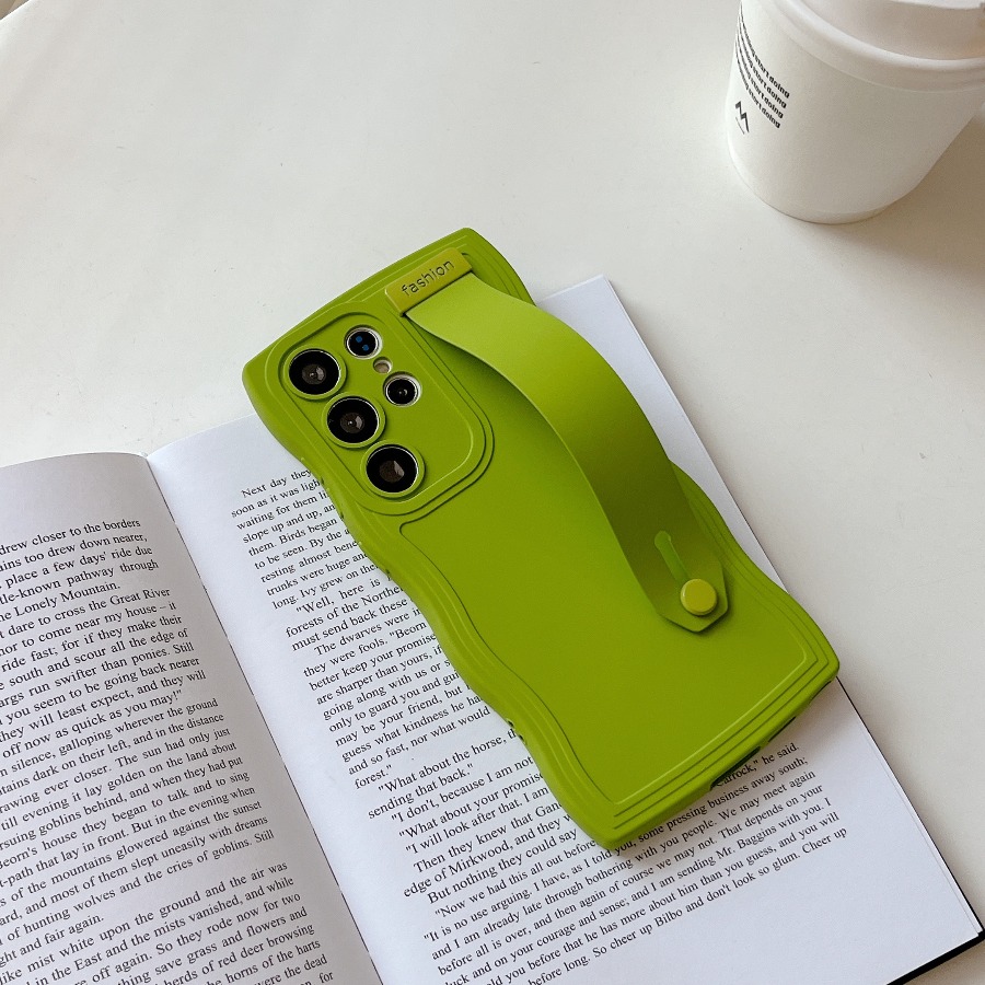 TEMU Phone Case: Premium Minimalist Design Wavy Border Solid Color Frosted Textured Wrist Strap Phone Case For Galaxy A13 A14 A23 A24 A32 A33 A34 A26