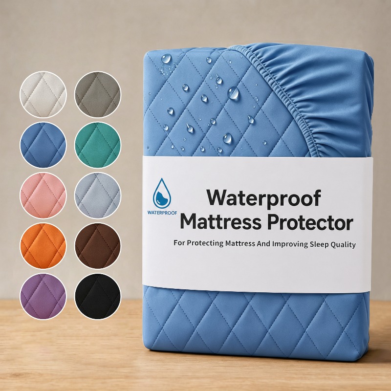 TEMU 1pc Waterproof Mattress Protector Deep Machine Washable Bedroom Guest Random Hotel Bedding Local Warehouse Easter Spring Promotion Room Decor