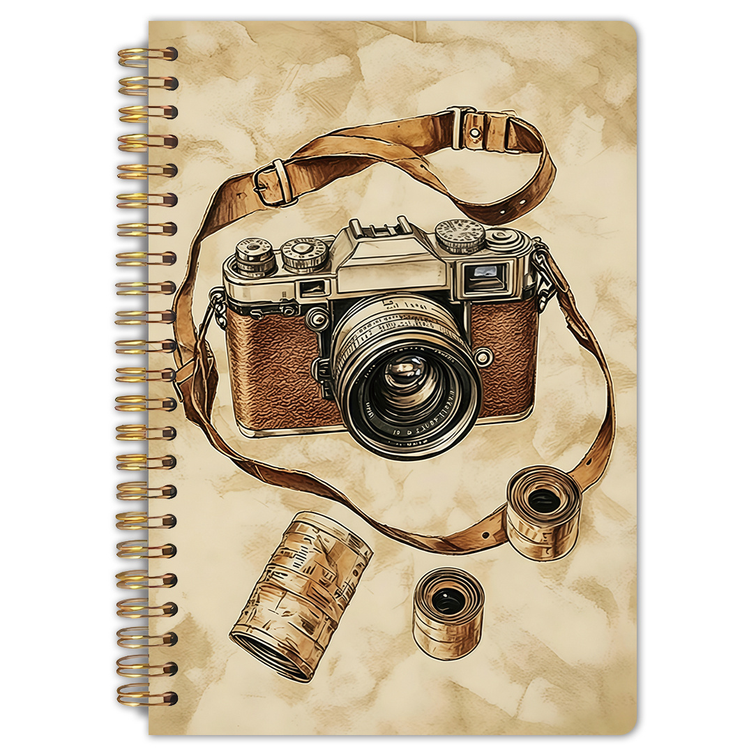 TEMU 1pc Vintage Film Camera Spiral Notebook, 5.5x8.3 Inches, High Quality Inner Pages, Photographer Retro Journal, Daily Use Planner, Durable Spiral
