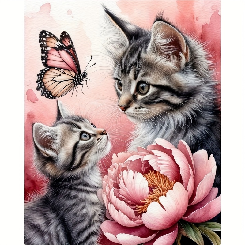 TEMU Kit de peinture diamant Chat , ensemble d'art diamant cadre, art et artisanat de peinture diamant, décoration murale , cadeau