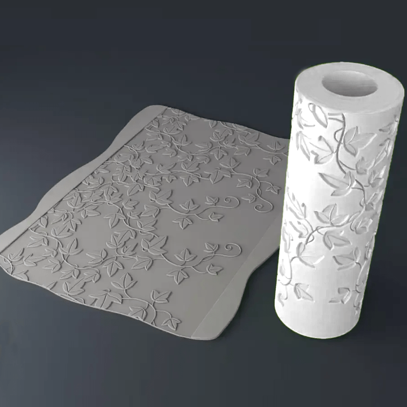 E-shop Hochdetaillierter Walze mit natürlicher -Textur, geeignet für Polymer Clay & Keramik – Kunststoff-Prägung mit Efeublattmustern, kompatibel für