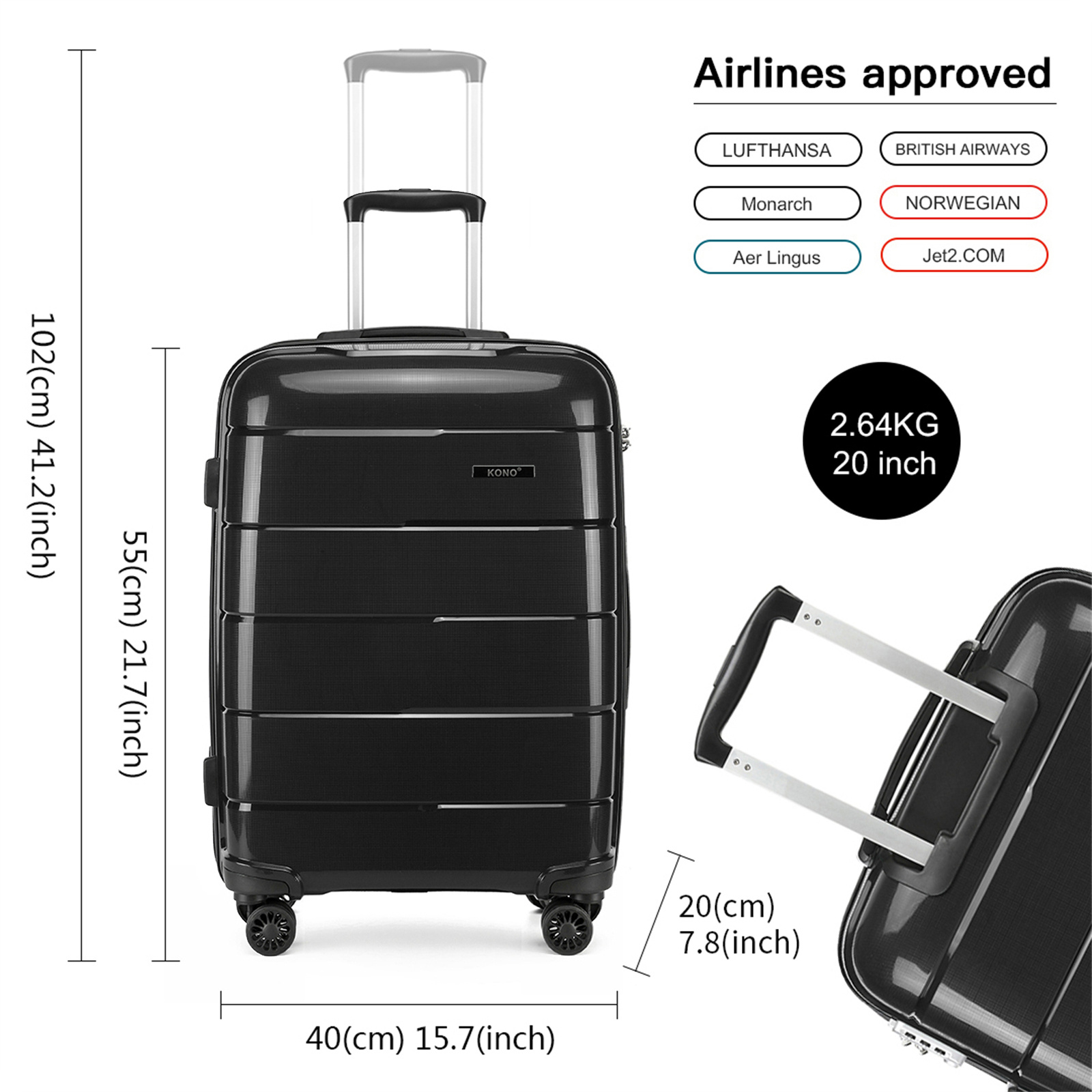A Lightweight Suitcase With , Made Of Polypropylene Hard Shell Material, Designed For With A Tsa Combination Lock And Ykk Zipper