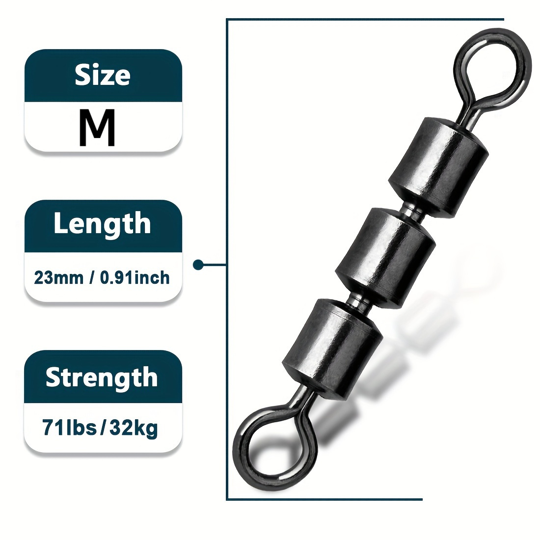 Image of 20pcs Stainless Steel 3-roller Swivels, High Speed Treble Rolling For Ultralight Rigs & Trolling, Durable Fishing Tackle Accessories