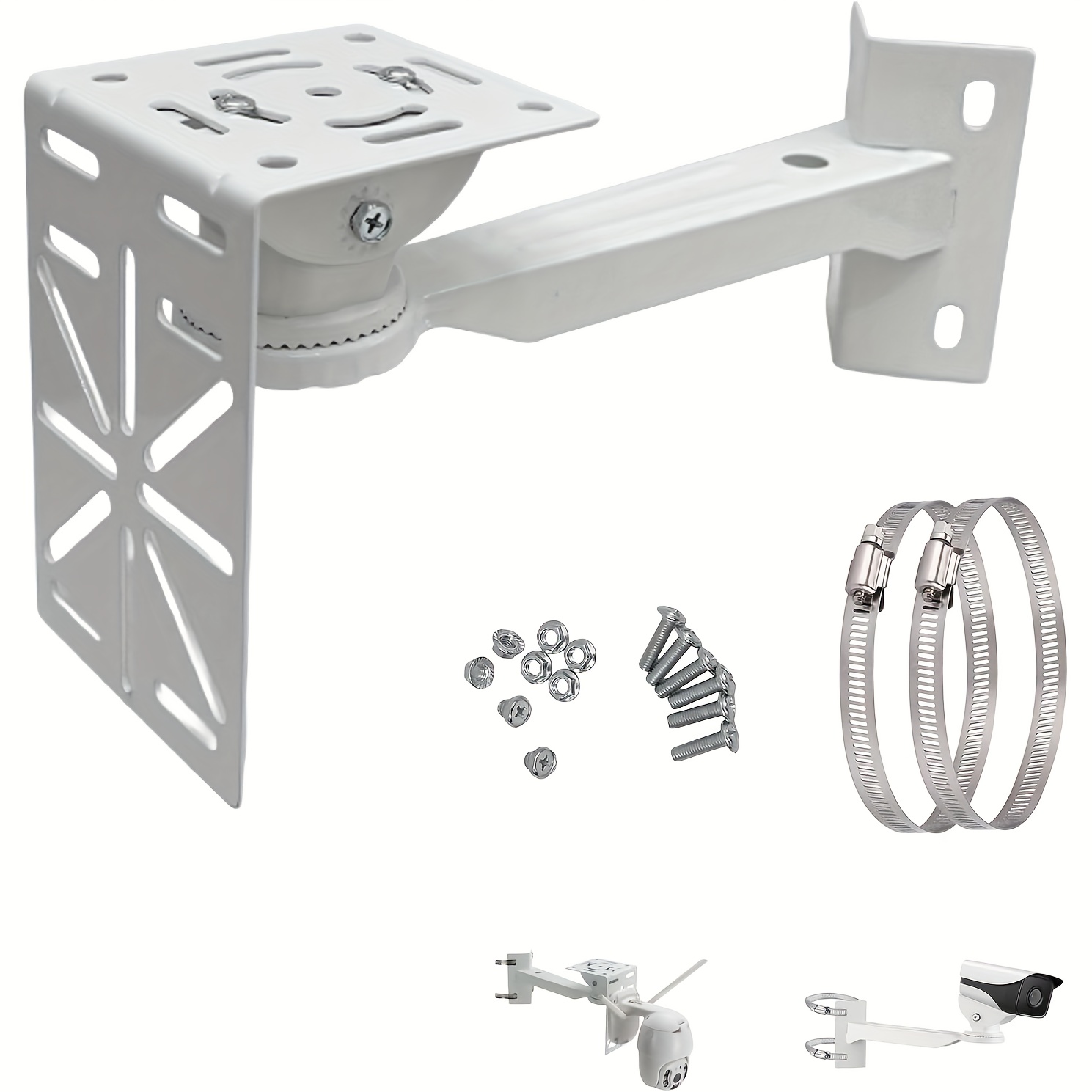 TEMU Support de caméra de L, adapté à une installation murale ou au plafond, inclut un support de poteau vertical et un support annulaire de 3,94