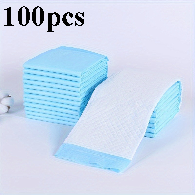 E-shop 100 Stück Super Saugfähige & Auslaufsichere Einweg-Pfotenpads für Hunde, Kaninchen, Katzen & Kleintiere – Blau-Weißes Karomuster, Ideal für