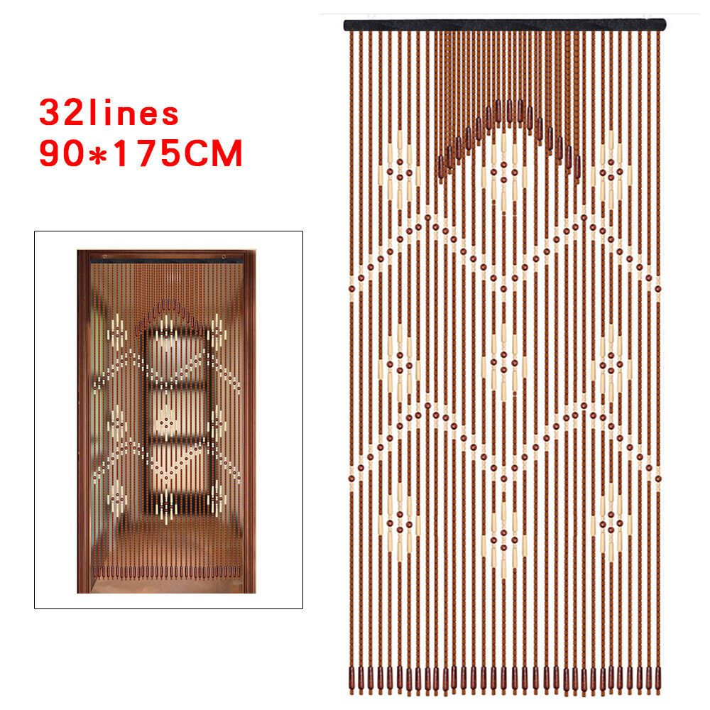 Image of 32 Lines Wooden Bead Lines Curtain Bedroom Decor Screen Porch Curtain