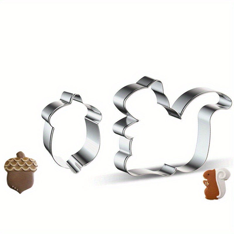 Image of 2pcs Thanksgiving Squirrel Cream Cookie Mold, Thanksgiving Cookie Cutter Set, Perfect For Thanksgiving, Christmas, Halloween, Hanukkah, Baking Kitchen Accessories, Squirrel And Baking Mold