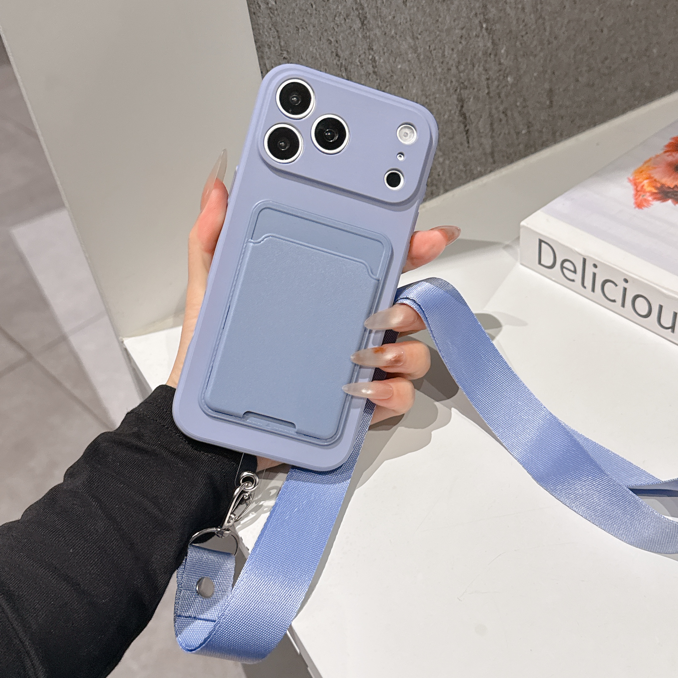 TEMU Phone Case - Fashionable And Practical Card Holder Anti-drop Phone Case With Lanyard, Featuring Detachable Lanyard, Suitable For Iphone 18 Pro
