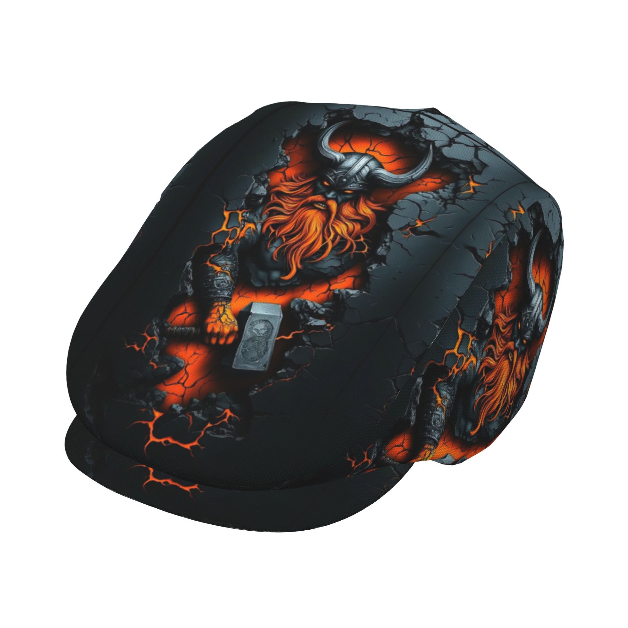 TEMU 1pc Volcanic Viking Viking Hammer Print Cap For - Viking Hammer Hat, Lightweight With Closure, Retro Newsboy Beret Suitable For Christmas,