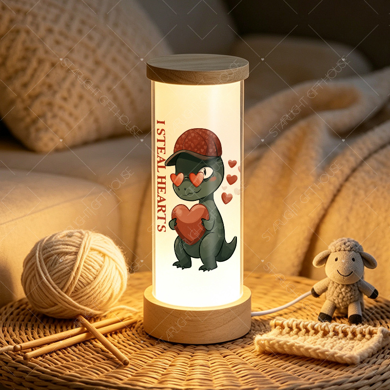 item picture 1pc the perfect halloween and christmas gift acrylic night light with led adjustable three color lighting bedside lamp and mood light great for living room and office lighting green dinosaur with   tlh22279