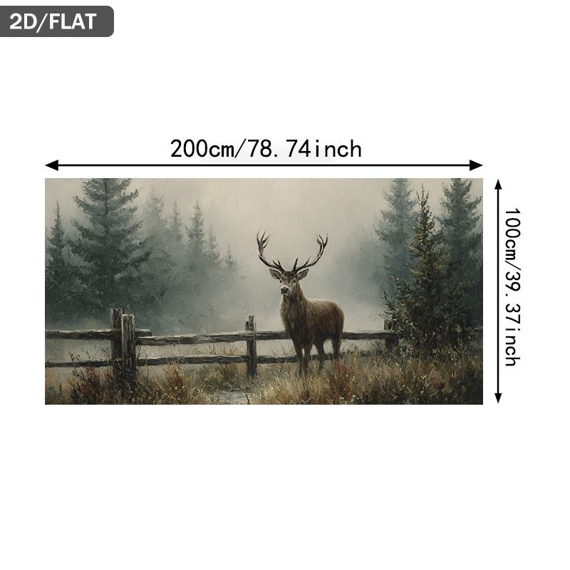 TEMU 2d Flat, 2d Flat, Frameless Canvas Art Featuring A Stag In A , Measuring 39.37 By 78.74 Inches (100 By 200 Cm), Perfect For Modern Wall Decor In