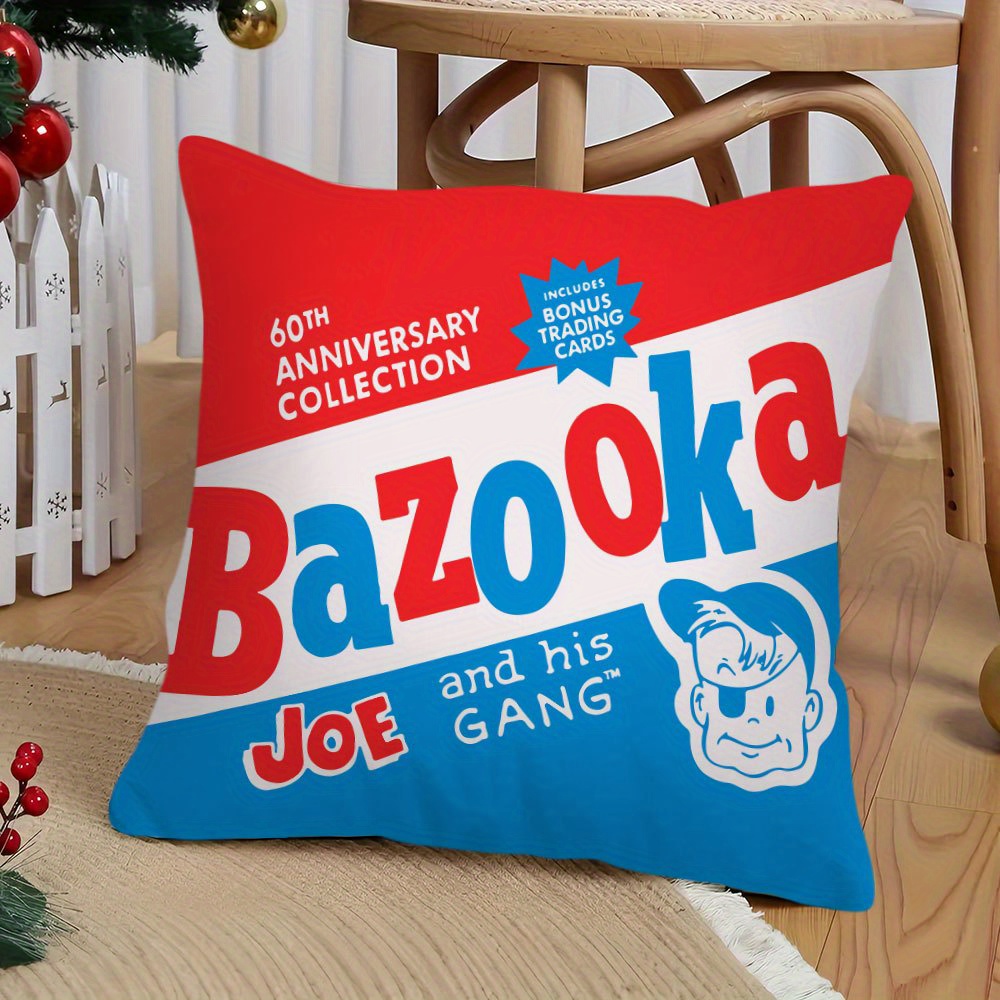 

1pc Bazooko Joe Themed Decorative Pillow Cover, Polyester, For All , Home Decor, With Zipper, Machine Washable, No Battery Required, For Sofa And Bedroom