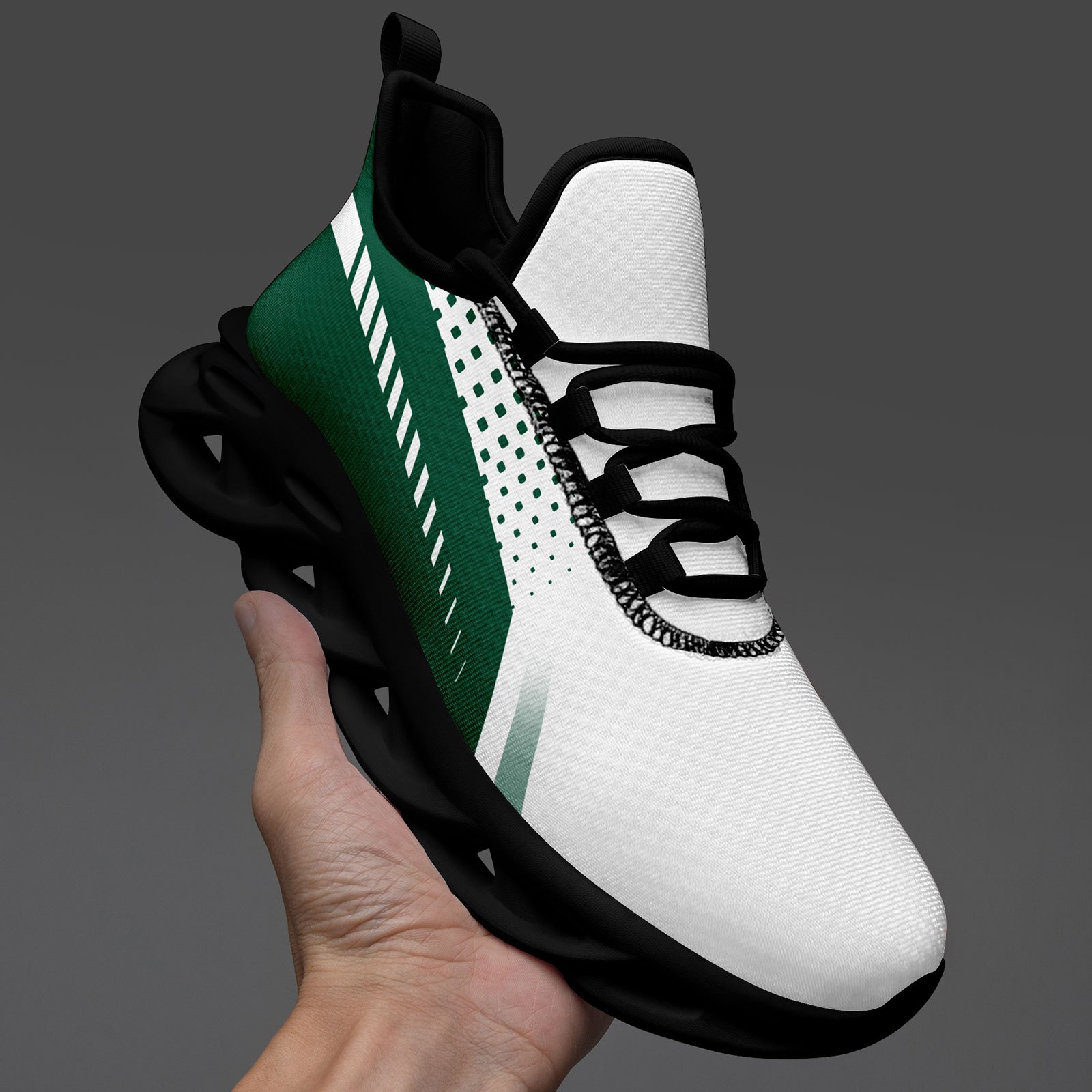mens fashionable wide   size running sneakers in white and green featuring lace   comfortable and breathable for everyday use in  
